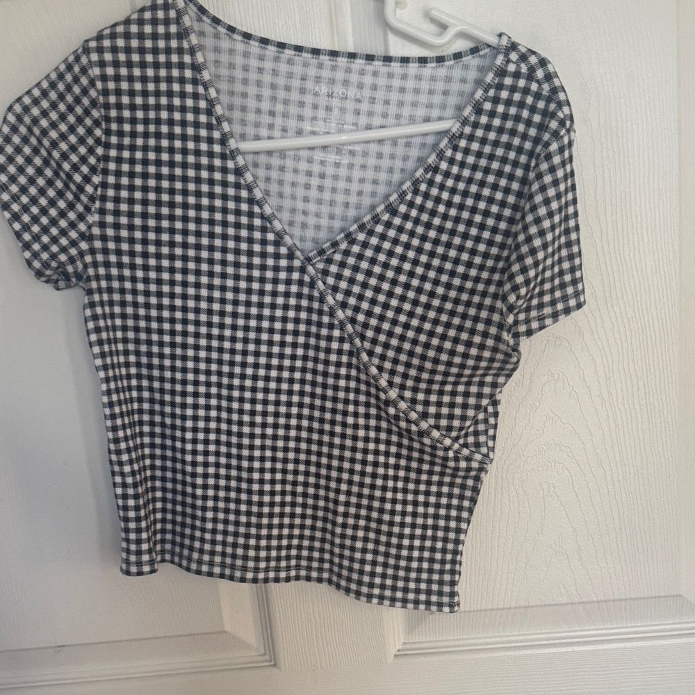 Arizona Jean Company Black and White Checkered Blouse